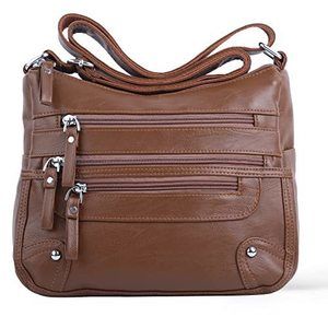 Compact Crossbody Satchel with Ten Pockets and Practical Shoulder Strap